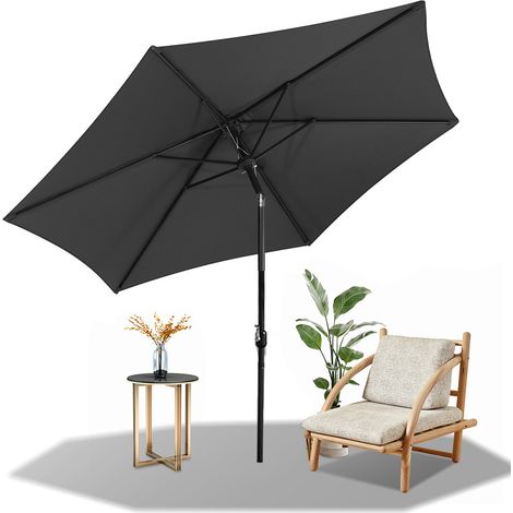 Wolketon Parasol Ø270 cm, ombrellone da giardino, inclinabile, telo con rivestimento PA, protezione UV fino a UPF 50+, senza base, grigio