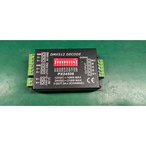 Décodeur PX24506, contrôleur RGB DMX512 à trois canaux, décodeur pour ruban LED sept couleurs, 12-24 V