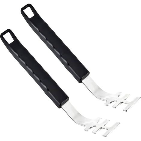 Lot de 2 lève-grilles de barbecue résistants à la chaleur - En acier inoxydable - Pour une manipulation sûre des grilles chaudes - Accessoires de barbecue d'extérieur (1/5)