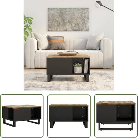The Living Store Table basse 60x50x35 cm bois de récupération massif - Table Basse Design - Table Basse Industrielle - Table Basse Vintage - Meuble En Bois Recyclé - Table Basse Rustique (1/5)