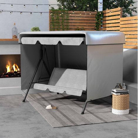Abdeckplane Polyethylen Grau 215x155x150 cm, wasserdichte Schutzhülle mit UV-Schutz, Reißverschluss und Schnallenband (1/5)