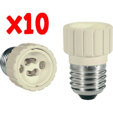 Alcapower, lot de 10 adaptateurs E27 vers GU10 pour spots LED et halogènes, tension max. 240 V, courant nominal 2 A, couleur blanche. (1/2)