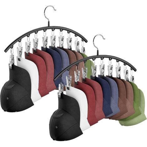 Lot de 2 cintres à chapeau pour placard, supports de rangement en métal pour cintre et placard, support à chapeau pour casquettes et accessoires, cadeau pour homme et femme (1/5)