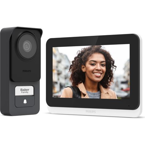 Philips – Visiophone connecté 3K avec vision nocturne couleur – Angle de vision 120° – Alimentation Wifi – 531046