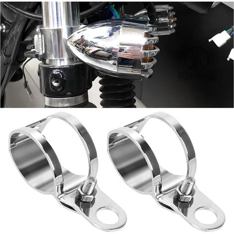 Set di 2 staffe di montaggio universali in metallo per indicatori di direzione da moto (28-36 mm, argento) (1/3)