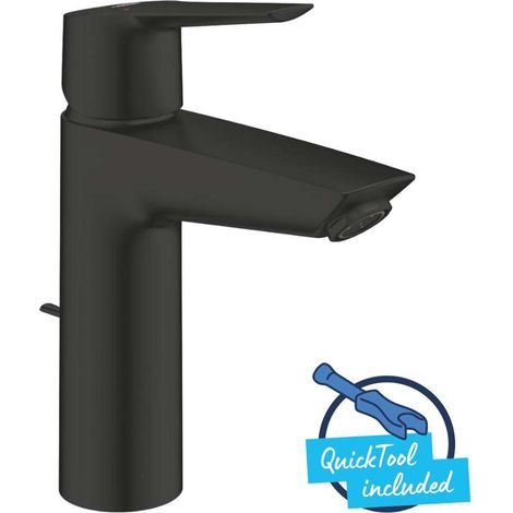 Grohe QuickFix Start - Waschtischarmatur, mit Ablauf, schwarz matt 234552432 (1/5)