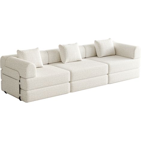 CAIzi[Conception brevetée] Canapé-lit en chenille 2-en-1 avec rangement dans l'accoudoir, trois cadres métalliques et plusieurs possibilités de configuration. (1/5)