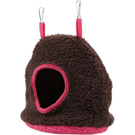 Nid pour perroquet en polaire berbère chaude et moelleuse, hamac suspendu, niche pour oiseau de compagnie, marron foncé (1/5)