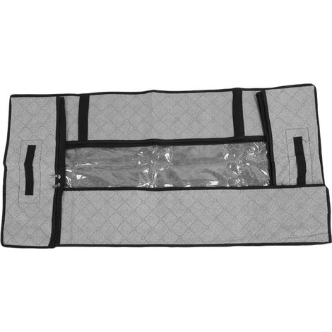 Mueble de almacenamiento bajo la cama con tapa de PVC transparente, 45 L, plegable, para zapatos y ropa, gris.