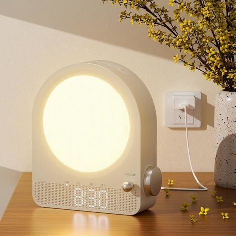 blonbar Réveil Lumière avec Lampe Aurora & 10 Sons Naturels,Lampe de Chevet Réglable - 2 Alarms, Veilleuse pour Chambre (1/5)