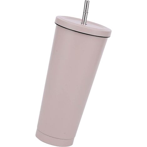 750 ml Isolierter Edelstahl-Reisebecher mit Deckel und Strohhalm für heiße und kalte Getränke, ideal für Reisen, Zuhause, Camping und Büro, Khaki (1/5)