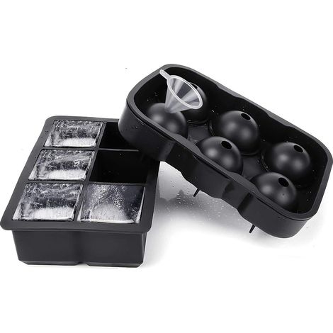 Molde Para Cubitos De Hielo - Silicona Comestible - 6 Compartimentos - Forma De Bola - Resistente Al Calor Y Al Frío - 2 Unidades (1/5)