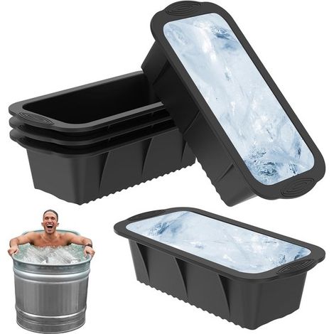 Confezione da 5 grandi stampi per cubetti di ghiaccio. Stampi extra-large per bagni di ghiaccio. Facili da estrarre. Riutilizzabili. Materiale in silicone per rinfrescare i bagni di ghiaccio. (1/5)