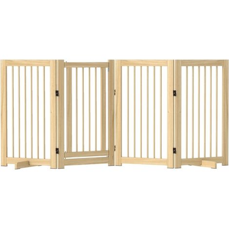 Barrière de délimitation autoportante et pliable pour chiens, avec porte et pieds de soutien, cadre en bois, 220 × 36 × 91 cm (1/4)