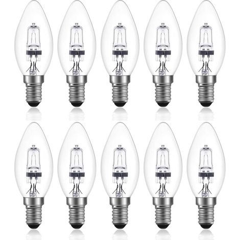 42W E14 C35 Dimmable ampoule halogène AC 220-240V Blanc Chaud 2700K e14 transparante ampoule halogene bougie (10pcs)