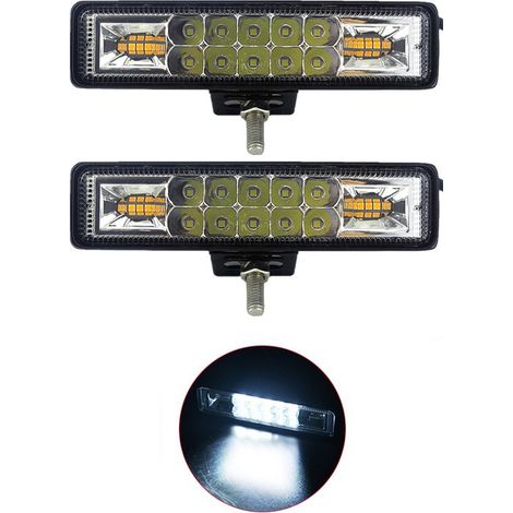 Lampe de travail,2Pcs LED Pods Barre Lumineuse 48W LED Barre Lumineuse de Travail Conduite Antibrouillard Imperméable Inondation et Spot Combo Faisceau pour Camions Hors Route ATV UTV,Lumière blanche