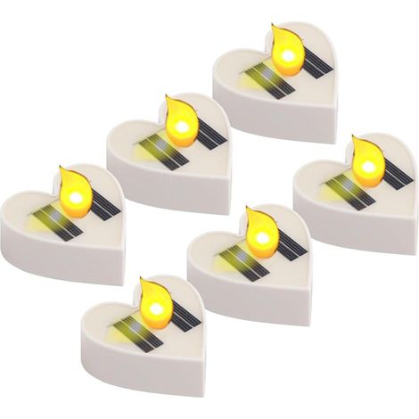 Lot de 6 bougies solaires de jardin imperméables en forme de flamme simulée pour jardin décoration (1/5)