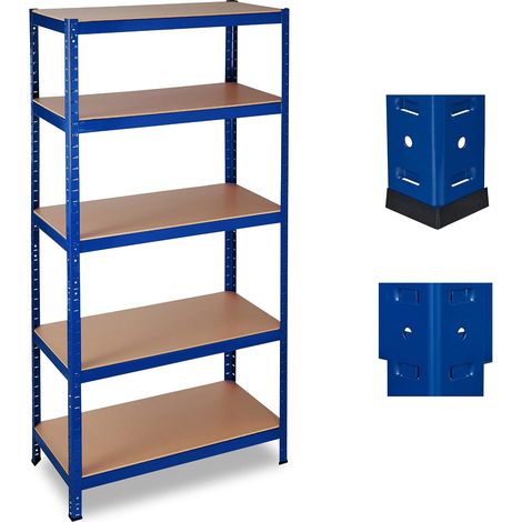 Étagère Charge Lourde, Meuble de Rangement à Clip, Cave Charge 1325 kg, Garage, HlP 180x90x45 cm, Acier, Bleu (1/5)