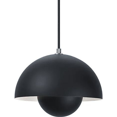 Lustre moderne, suspension en métal, plafonnier avec ampoule, lumière blanc froid (3000 K), diamètre : 23 cm, noir (1/5)