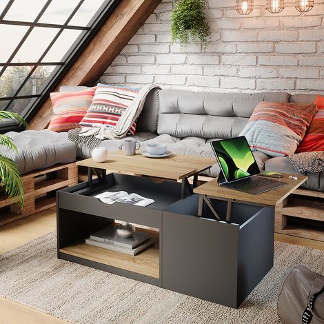 Couchtisch Avela, Schwarz, 110 x 110 cm, Vicco