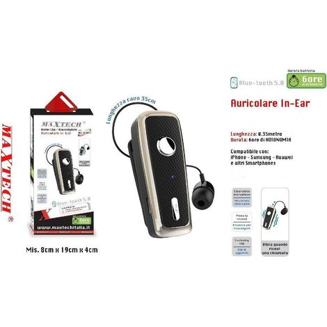 Trade Shop - Auricular De La Oreja Bluetooth 5.0 Auriculares De Micrófono Para Teléfonos Inteligentes Maxtech Au-bt011 - (1/2)