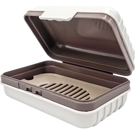 Portable avec une boîte à savon couvercle gris voyage salle de bain blanche salle de gym (1/5)