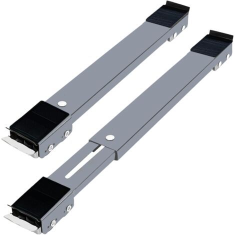 Support de base pour machine à laver, support mobile, rangement d'appareils, roulettes télescopiques, gris sur roues noires. (1/5)
