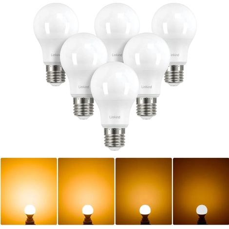 Ampoule LED E27 Dimmable, 7,3W = 60W, 2700K Blanc Chaud, 806 lm, A60 Edison, Angle 220°, Verre Mat, Lot de 6 (1/5)
