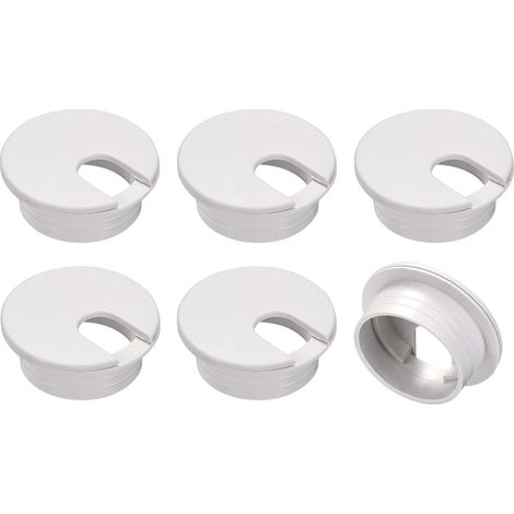 6Pcs Cache-Trous de Câble, Couvercle de Trou de Passe-Câble de Bureau en ABS de 1,38 Pouce/35 mm pour L'Organisation Des Câbles de Bureau, Blanc (1/5)