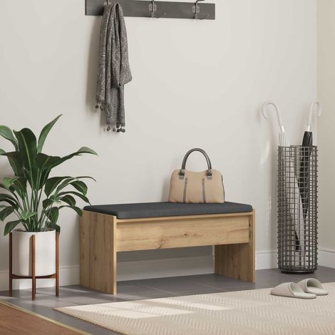 Banc d'entrée avec coussin Chêne artisanal 83 x 38 x 40 cm vidaXL