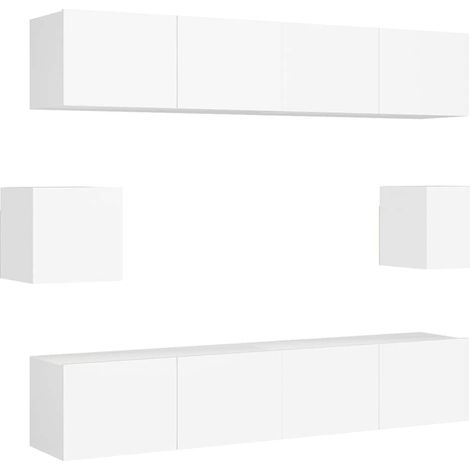 Maison Exclusive - Set Mobili Porta TV 6 pz Bianco in Legno Multistrato (1/5)