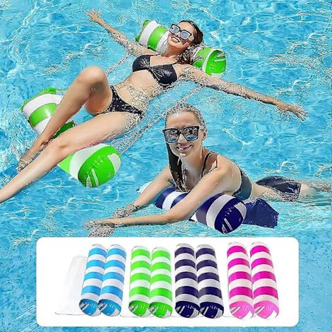 Lot de 4 matelas gonflables pour piscine, hamac aquatique, accessoires de piscine polyvalents (selle, chaise longue, hamac, flotteur)