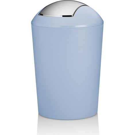 kela Cestino con coperchio a ribalta blu, cestino per cosmetici 5 l con coperchio a ribalta, plastica, MARTA, cestino da bagno blu ghiaccio opaco (1/5)