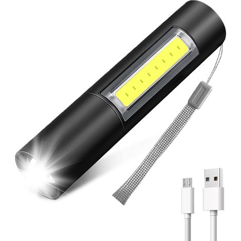 Mini Lampe de Poche, Lampe Torche LED Rechargeable, Mise au Point Réglable, avec 3 Modes d'éclairage, 300 Lumens, étanche, pour Camping Randonnée Urgence Inspection Réparation (1/5)