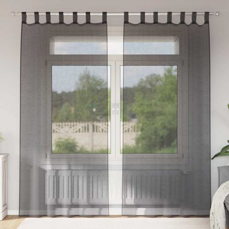 Cortinas de gasa con trabillas 2 uds. negro