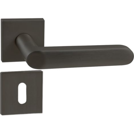 DOMINO Poignée de porte DENVER-QR slim Noir BB Poignée avec rosace BB pour clé Noir (1/5)