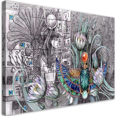 Tableau décoratif Hiéroglyphes égyptiens et scarabée 100x70 (1/5)