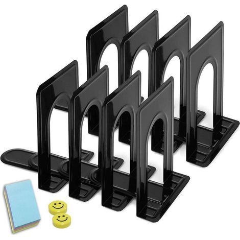 Metall Buchstützen L-Form 8 Stück Schwarz 19cm Rutschfest für Büro & Zuhause (1/5)