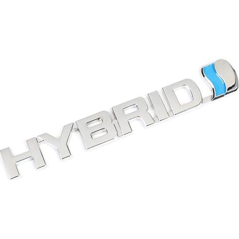 Hybrid-Emblem, kompatibel mit Toyota-Emblem, 3D-Logo-Autoaufkleber, kompatibel mit Prius, RAV4 und Yaris – Chrom und Hellblau (1/5)