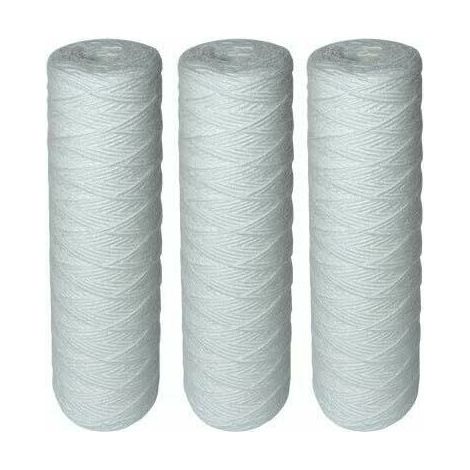 Lot de 3 cartouches filtrantes bobinées 10 pouces – Filtration sédiments jusqu'à 25 microns – Durée de vie 1 an – Compatible filtres à eau-Crezuo