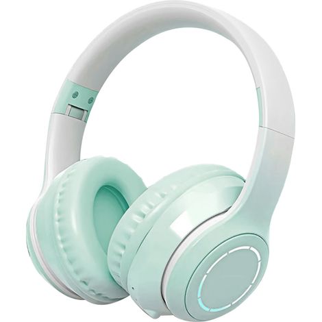 Casque Bluetooth Réduction de Bruit Pliable Couleur Dégradé Vert avec Lumières pour Téléphone Ordinateur Portable (1/5)