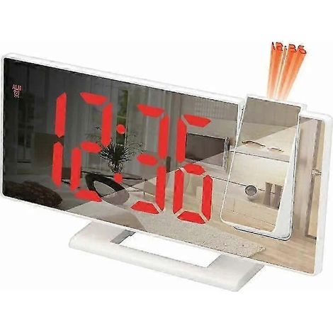 Réveil numérique LED, horloge à projection, horloge suspendue avec affichage de l'heure et de la température, rétroéclairage et fonction snooze convient à la décoration de la chambre fond rouge avec (1/5)