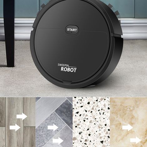 Aspirateur robot USB intelligent 3 en 1 : aspiration, balayage et lavage automatiques, idéal pour les petits appartements (noir). (1/5)