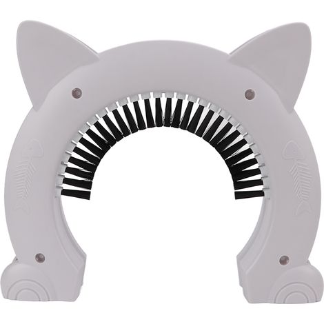 Passe-chat intérieur en acier inoxydable avec brosse de toilettage pour chats (grand modèle), blanc (1/5)