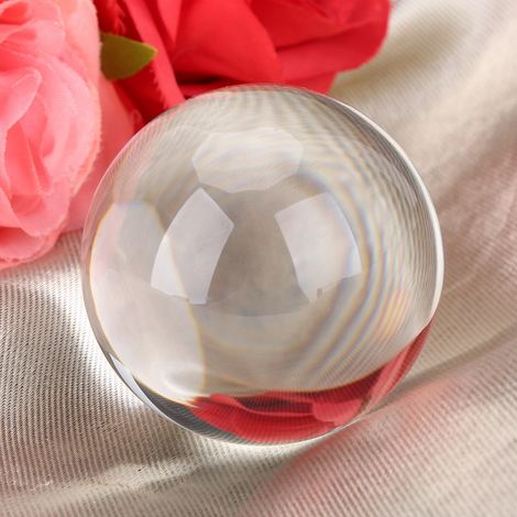 1PC Sphère en Quartz Cristal 50MM Transparente Décoration Intérieure avec Support Bois (1/5)