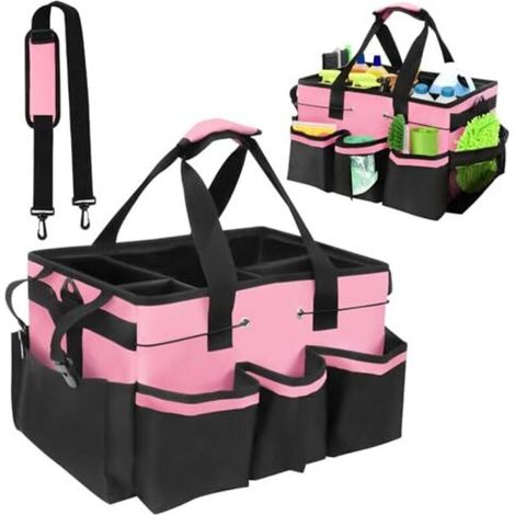 Panier de rangement pour produits de nettoyage avec poignée, sac de rangement avec bandoulière réglable pour organiser les produits de nettoyage, pour le ménage et le rangement dans l (1/5)