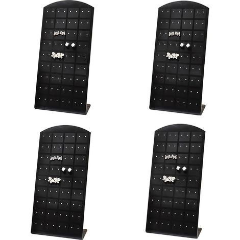 Espositore per gioielli in 4 pezzi con 72 fori, supporti per orecchini a forma di L, pannello espositivo da banco nero per vetrina, organizer per orecchini da scaffale (1/5)