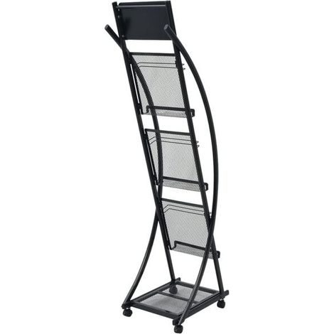 Étagère à Magazines et Journaux, Rangement Vertical Noir 40x32x131 cm, Meuble de Bureau pour Documents A4, Design Moderne et Stable (1/5)