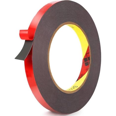 Ruban adhésif double face - 10 m x 10 mm - Extra fort - Étanche - Multifonction - Pour montage mural et bande LED, voiture