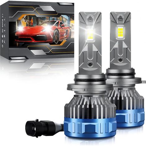 Paquete de 2 bombillas LED 9006 de 60 W, 6000 K, 60000 lm, refrigeración a 12000 rpm, resistentes al agua, para coches. (1/5)